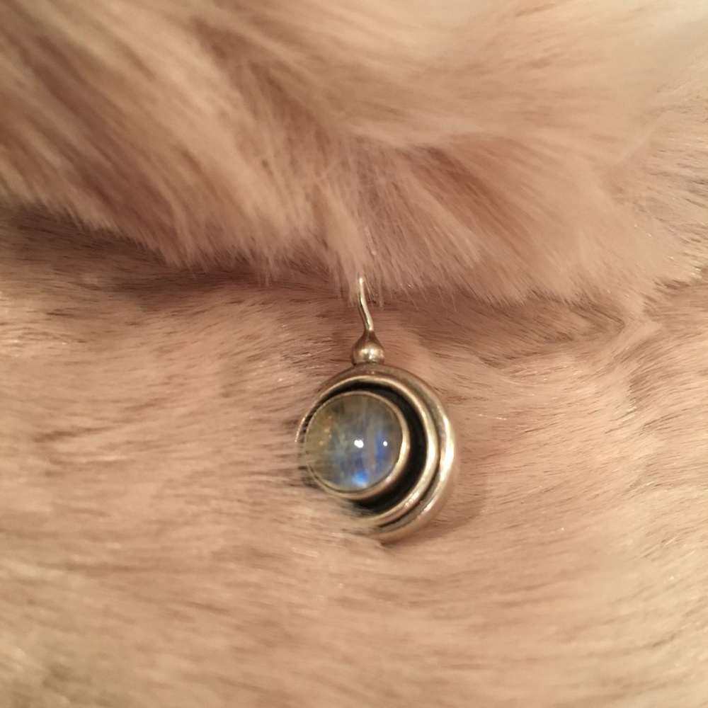 Sterling Silver and Moonstone Earrings - Picture 2 of 3